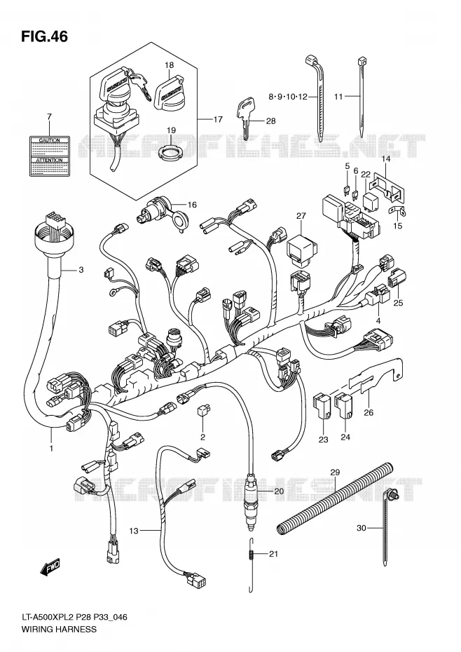 FAISCEAU ELECTRIQUE (LT-A500XPL2 P28) Suzuki QUAD 500 KINGQUAD 2012  LT-A500XPZL2(P28)