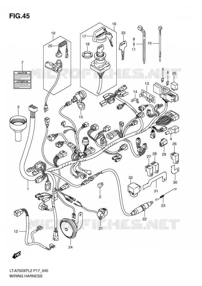 FAISCEAU ELECTRIQUE (LT-A750XPZL2 P17) Suzuki QUAD 750 KINGQUAD 2012  LT-A750XPZL2(P17)