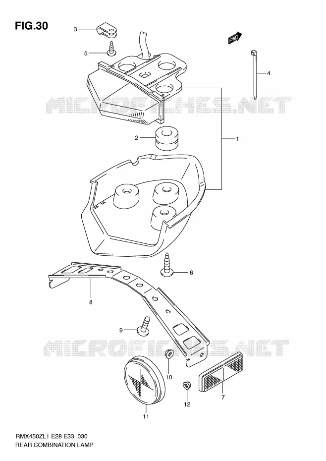 FEU ARRIERE (RMX450ZL1 E28) Suzuki MOTO 450 RMX-Z 2011  RMX450ZL1(E28/E33)