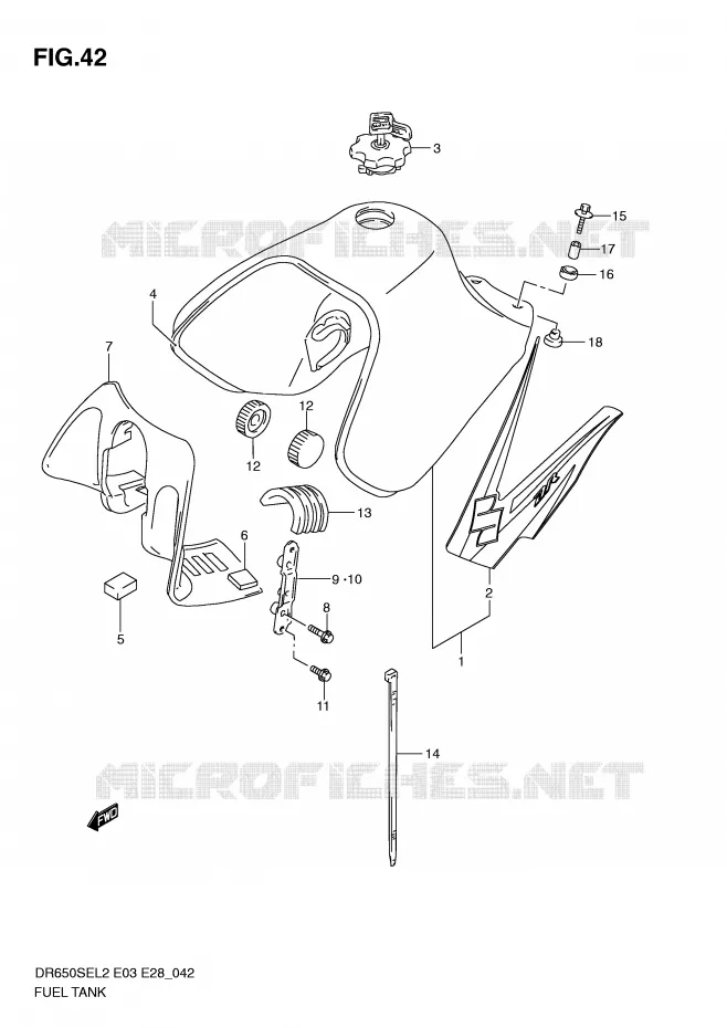 RESERVOIR D'ESSENCE (DR650SEL2 E03) Suzuki MOTO 650 DR 2012  DR650SEL2(E03)
