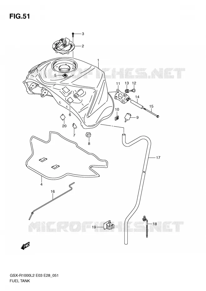 RESERVOIR D'ESSENCE (GSX-R1000L2 E33) Suzuki MOTO 1000 GSX-R 2012  GSX-R1000L2(E03)