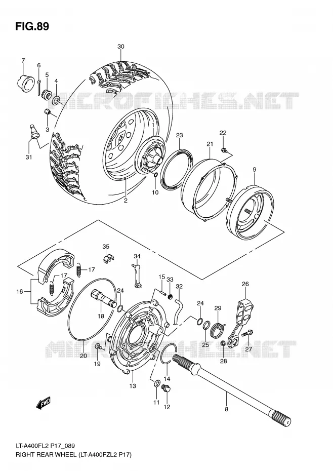 ROUE ARRIERE DROITE (LT-A400FZL2 P17) Suzuki QUAD 400 KINGQUAD 2012  LT-A400FZL2(P17)