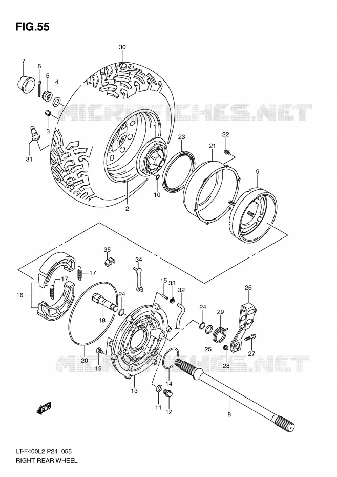 ROUE ARRIERE DROITE Suzuki QUAD 400 KINGQUAD 2012  LT-F400L2(P24)