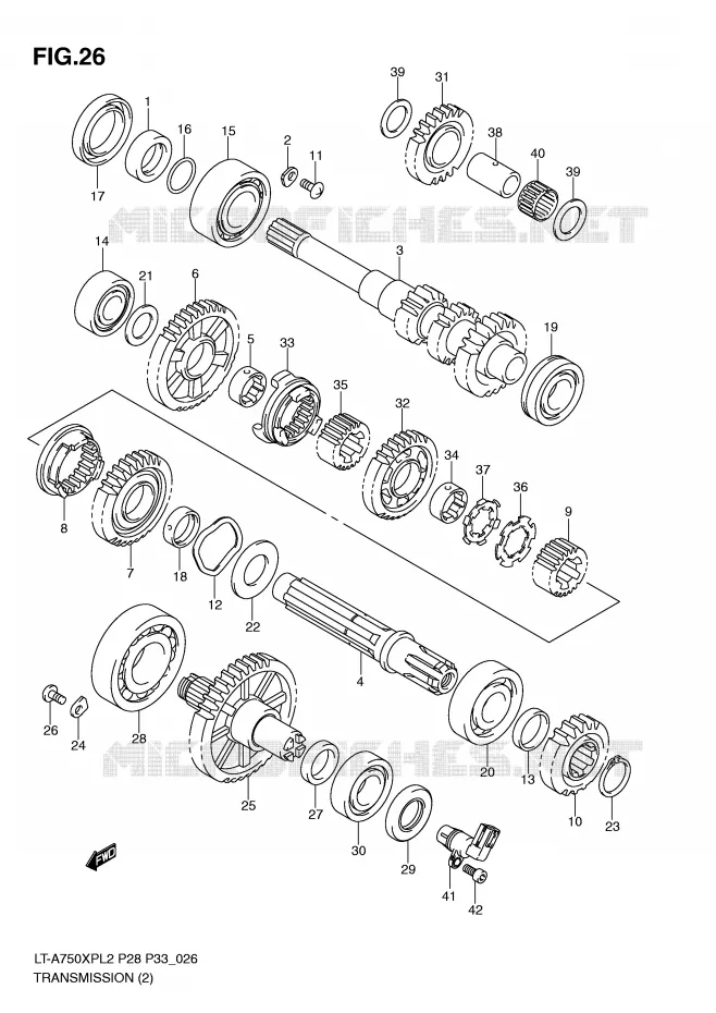 TRANSMISSION (2) Suzuki QUAD 750 KINGQUAD 2012  LT-A750XPL2(P28)