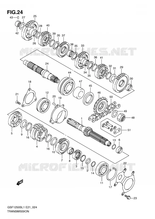 TRANSMISSION Suzuki MOTO 1250 BANDIT 2012  GSF1250SAL1(E21)