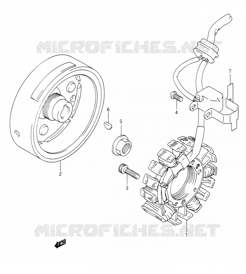 ALLUMAGE ROTOR - STATOR (MODELE L/M/N) Suzuki MOTO 350 DR 1992  DR350 N (E03,E28,E33)