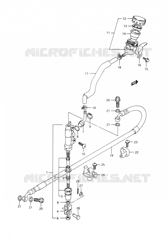 MAITRE CYLINDRE ARRIERE Suzuki MOTO 350 DR 1993  DR350 P (E03,E28,E33)