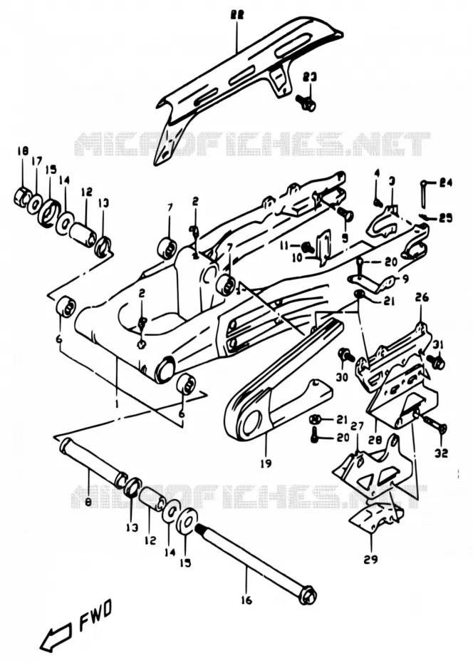 BRAS OSCILLANT ARRIERE (E24) Suzuki MOTO 350 DR 1999  DR350 X (E01,E24)