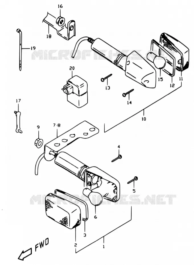 CLIGNOTANTS (MODELE W/X, E24) Suzuki MOTO 350 DR 1999  DR350 X (E01,E24)