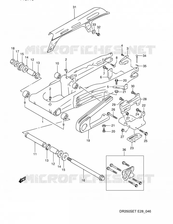 BRAS OSCILLANT ARRIERE (MODELE L/M/N/P) Suzuki MOTO 350 DR 1991  DR350S M (E03,E28,E33)