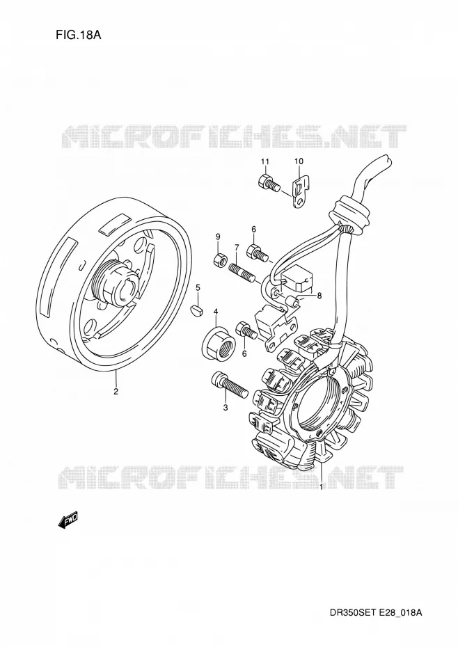 ALLUMAGE ROTOR - STATOR (MODELE P) Suzuki MOTO 350 DR 1993  DR350S P (E03,E28,E33)