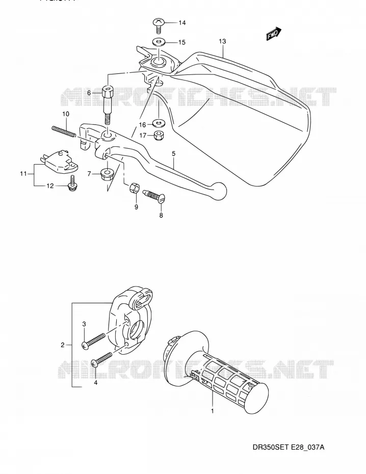LEVIER DROIT (MODELE N/P/R/S/T) Suzuki MOTO 350 DR 1993  DR350S P (E03,E28,E33)