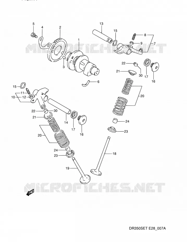ARBRE A CAMES - SOUPAPES (MODELE R/S/T) Suzuki MOTO 350 DR 1994  DR350SE R (E03,E28,E33)