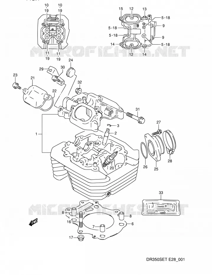 CULASSE Suzuki MOTO 350 DR 1994  DR350SE R (E03,E28,E33)