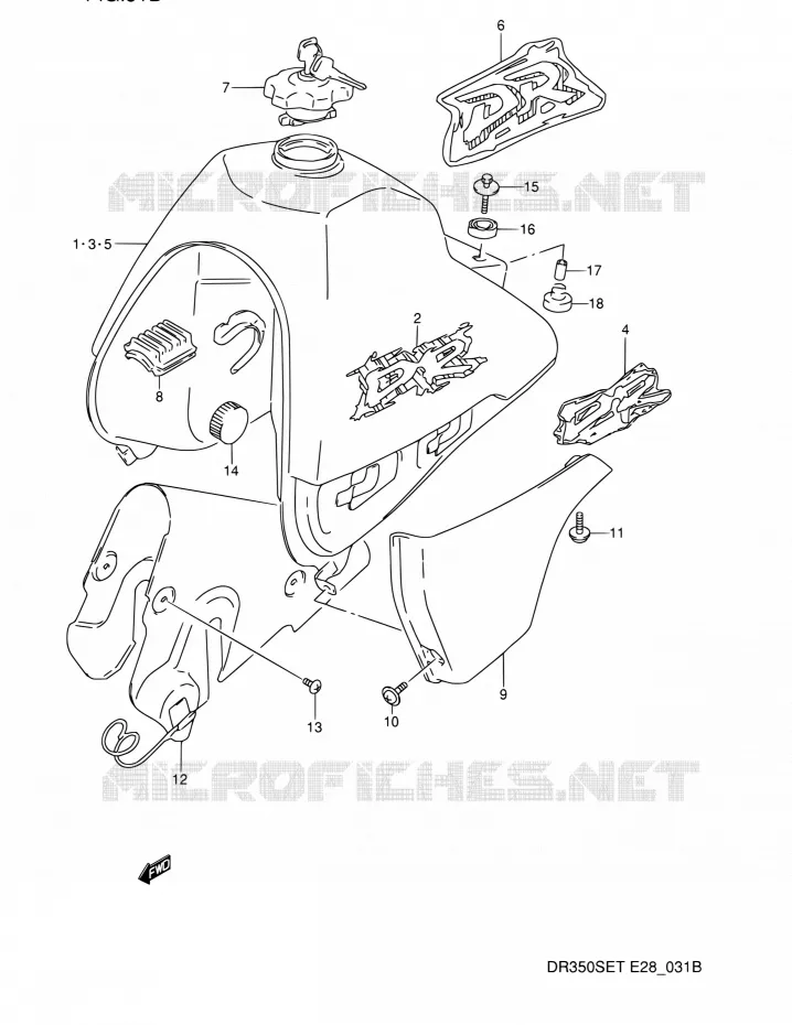 RESERVOIR D'ESSENCE (MODELE R/S/T) Suzuki MOTO 350 DR 1994  DR350SE R (E03,E28,E33)