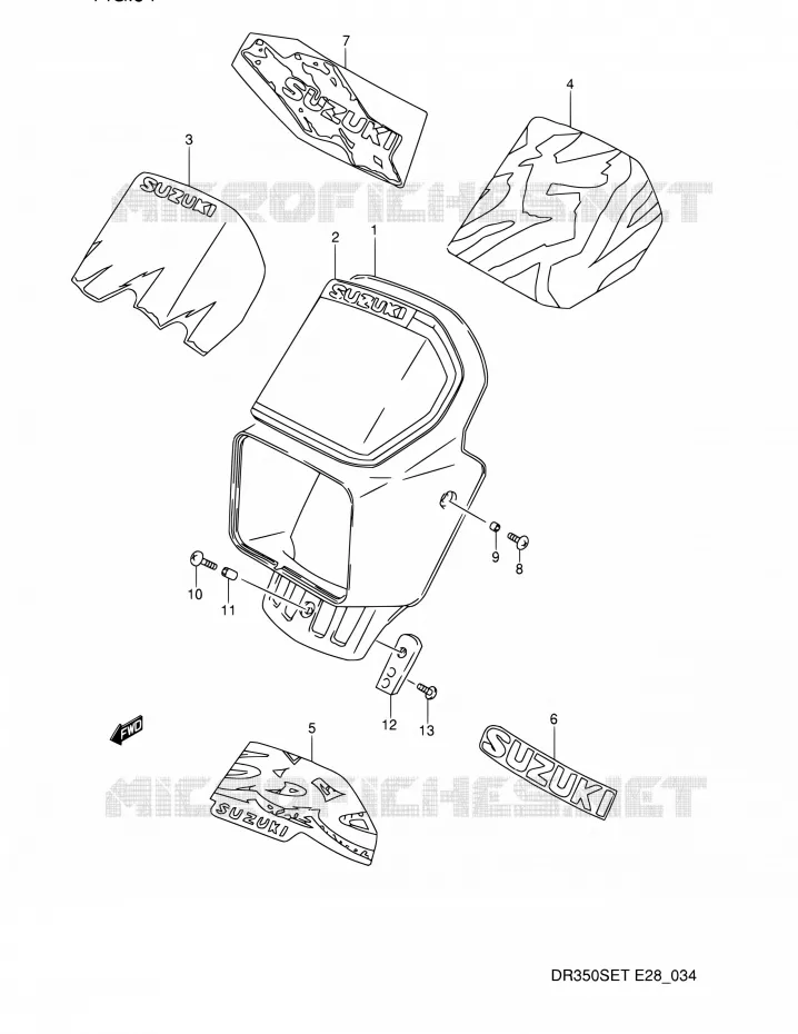 SUPPORT - CARENAGES DE PHARE Suzuki MOTO 350 DR 1994  DR350SE R (E03,E28,E33)