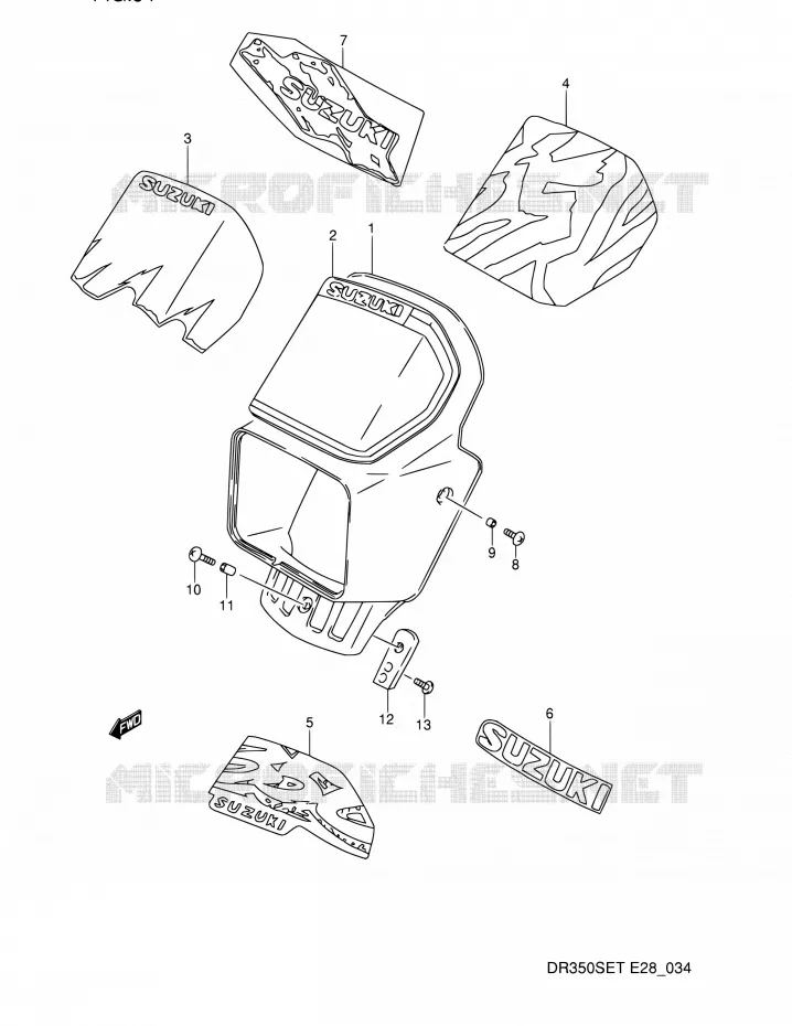SUPPORT - CARENAGES DE PHARE Suzuki MOTO 350 DR 1994  DR350SE R (E03,E28,E33)