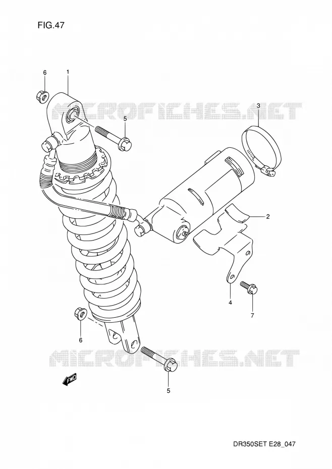 AMORTISSEUR ARRIERE Suzuki MOTO 350 DR 1995  DR350SE S (E03,E28,E33)