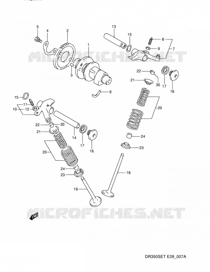 ARBRE A CAMES - SOUPAPES (MODELE R/S/T) Suzuki MOTO 350 DR 1995  DR350SE S (E03,E28,E33)