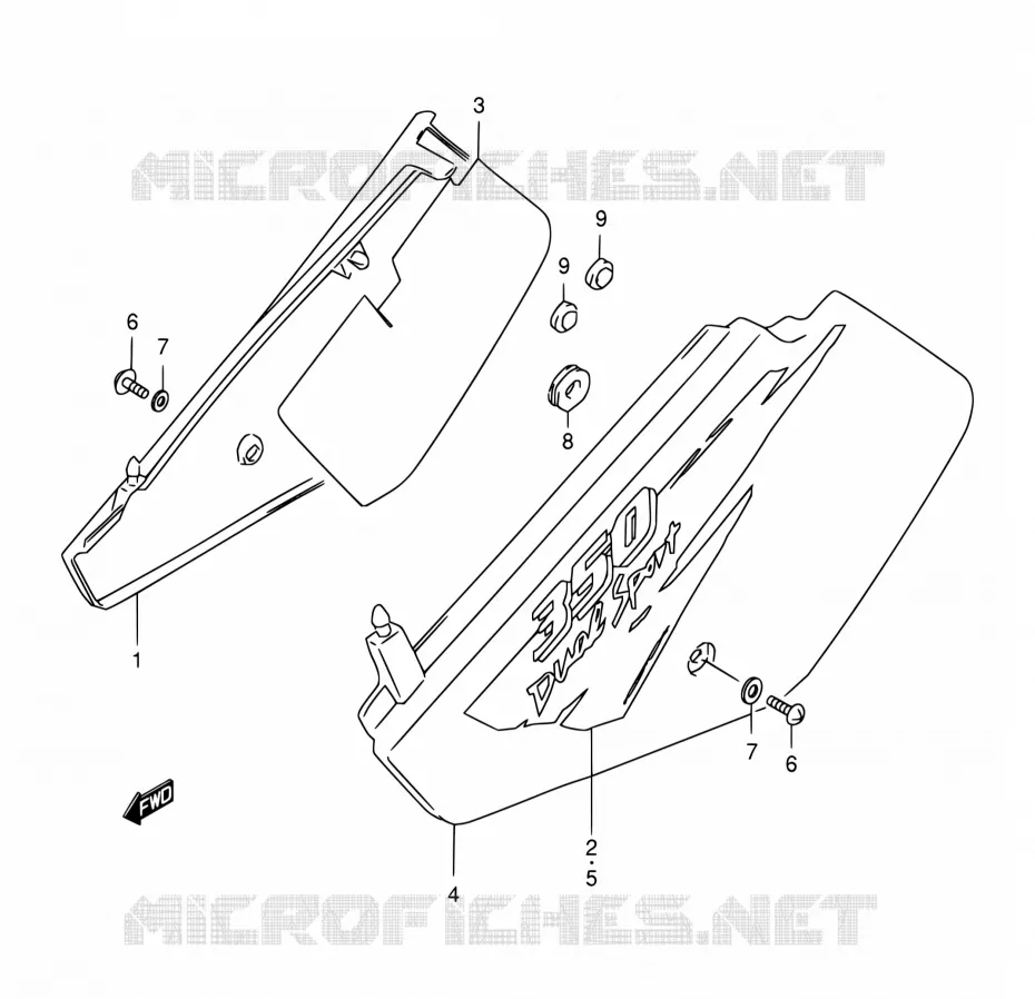 CARENAGES ARRIERE  (MODELE T) Suzuki MOTO 350 DR 1996  DR350SET(E22)
