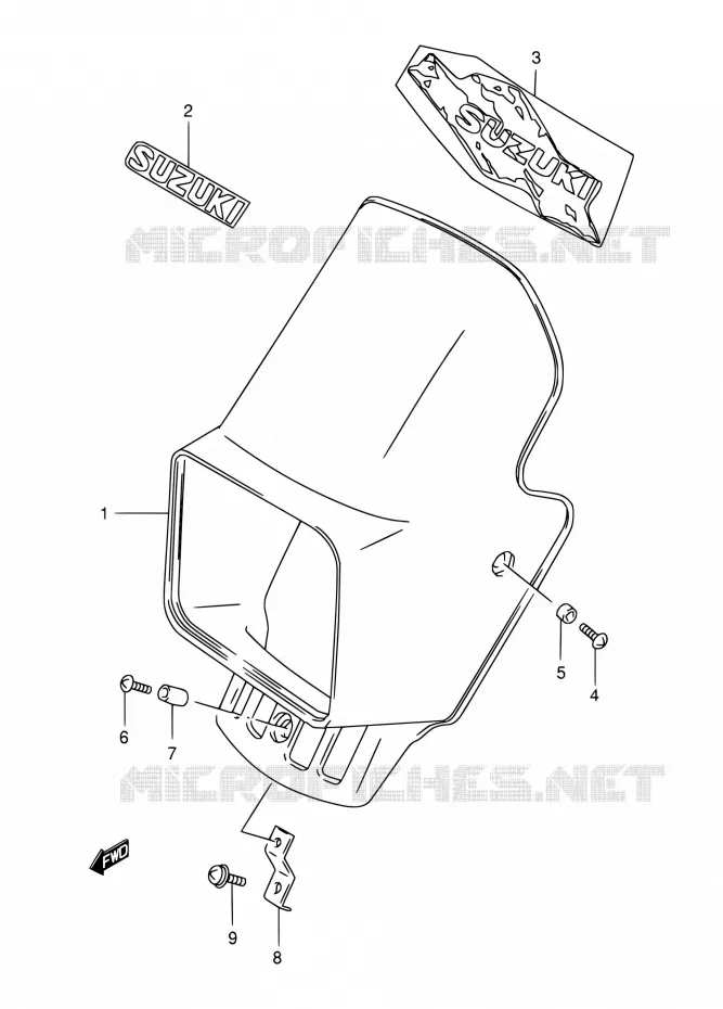 SUPPORT - CARENAGES DE PHARE (MODELE R/S/T) Suzuki MOTO 350 DR 1996  DR350SET(E22)
