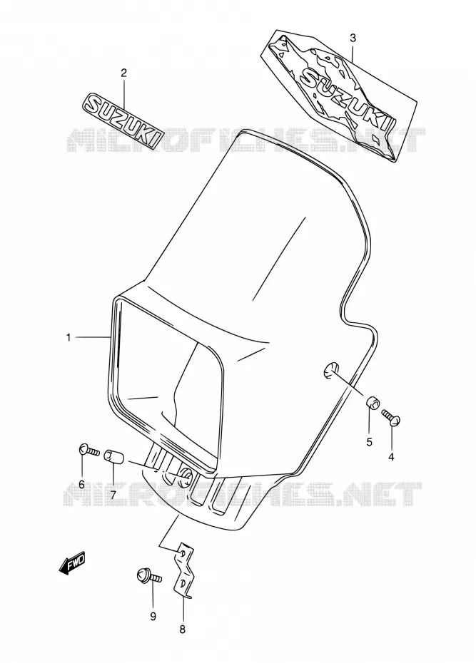 SUPPORT - CARENAGES DE PHARE (MODELE R/S/T) Suzuki MOTO 350 DR 1996  DR350SET(E22)