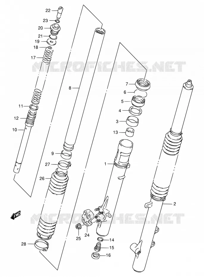 AMORTISSEUR AVANT (MODELE R/S/T) Suzuki MOTO 350 DR 1996  DR350SET(E24,E34)