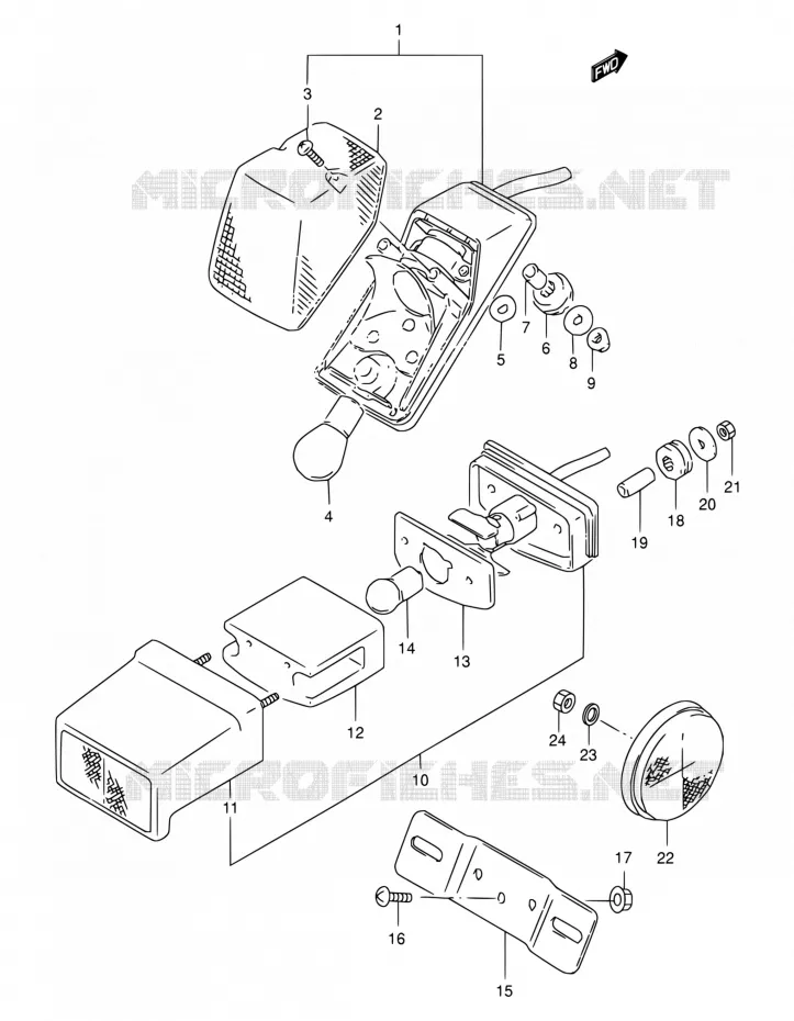 FEU ARRIERE Suzuki MOTO 350 DR 1996  DR350SET(E24,E34)