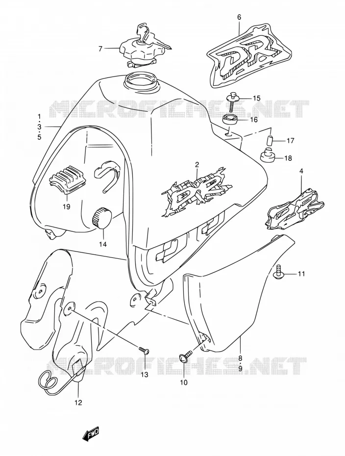 RESERVOIR D'ESSENCE (MODELE R/S/T) Suzuki MOTO 350 DR 1996  DR350SET(E24,E34)