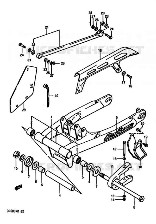 BRAS OSCILLANT ARRIERE (MODELE G/H/J) Suzuki MOTO 600 DR 1987  DR600R H/DR600RU H
