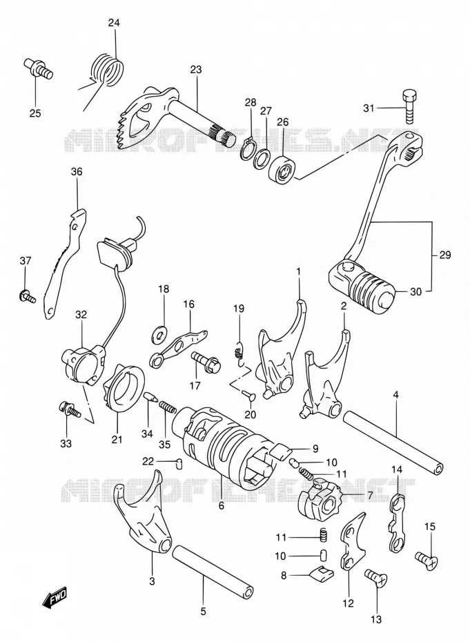 ENSEMBLE SELECTEUR DE VITESSES Suzuki MOTO 650 DR 1994  DR650RE R/DR650REU R