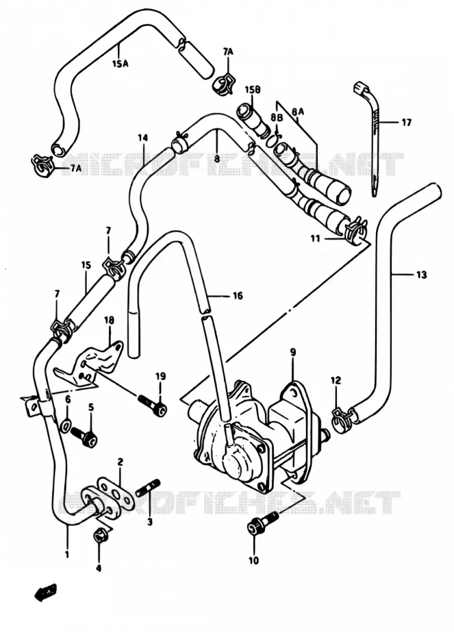 SYSTÈME DE RECYCLAGE GAZ D'ECHAPPEMENT (E18,E39) Suzuki MOTO 650 DR 1990  DR650RS M/DR650RSU M
