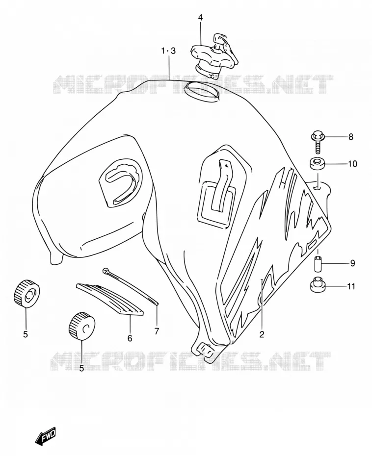 RESERVOIR D'ESSENCE (MODELE N/P/R/S) Suzuki MOTO 650 DR 1992  DR650RSE N/DR650RSEU N