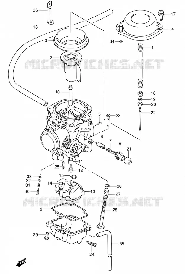 CARBURATEUR (MODELE N/P/R/S) Suzuki MOTO 650 DR 1993  DR650RSE P/DR650RSEU P