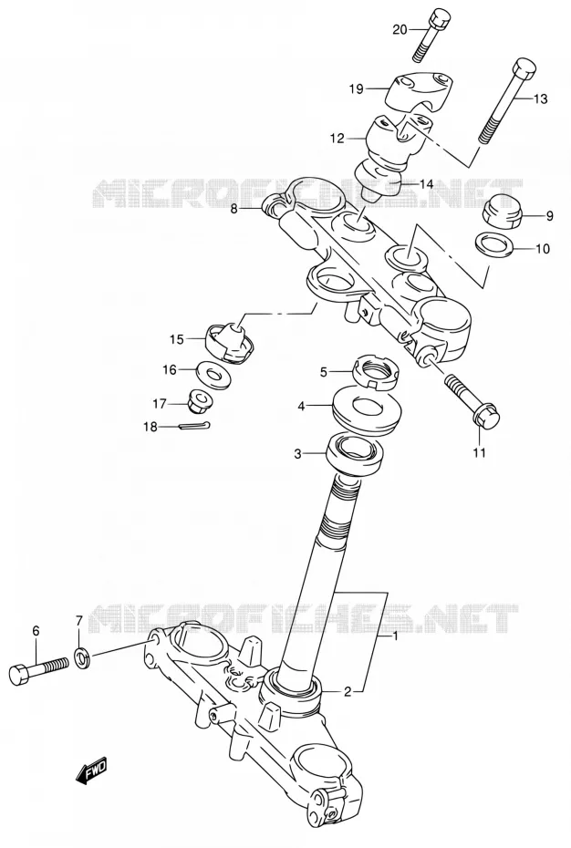 COLONNE DE DIRECTION Suzuki MOTO 650 DR 1993  DR650RSE P/DR650RSEU P