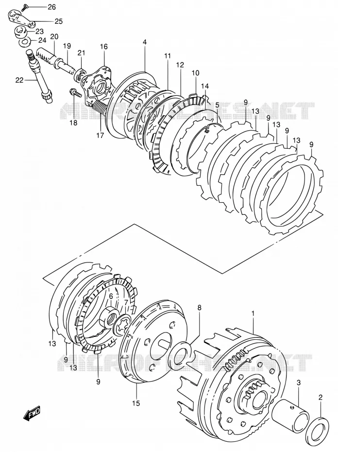 EMBRAYAGE (MODELE R/S/T) Suzuki MOTO 650 DR 1995  DR650RSE S/DR650RSEU S