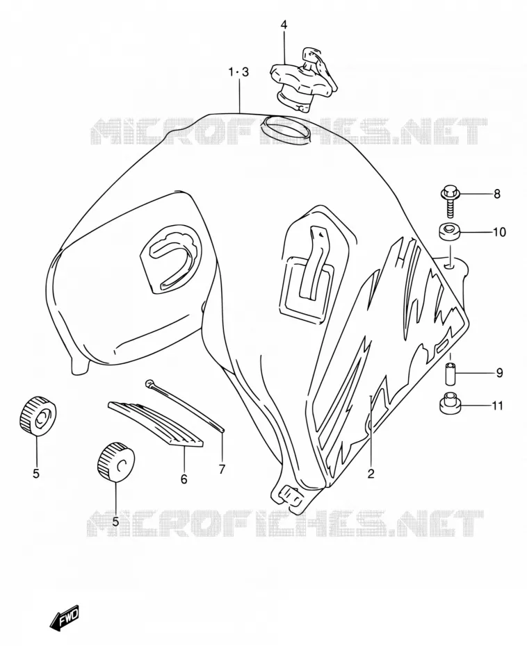 RESERVOIR D'ESSENCE (MODELE N/P/R/S) Suzuki MOTO 650 DR 1995  DR650RSE S/DR650RSEU S