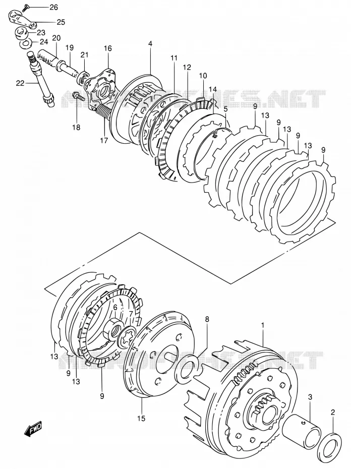 EMBRAYAGE (MODELE R/S/T) Suzuki MOTO 650 DR 1996  DR650RSE T/DR650RSEU T