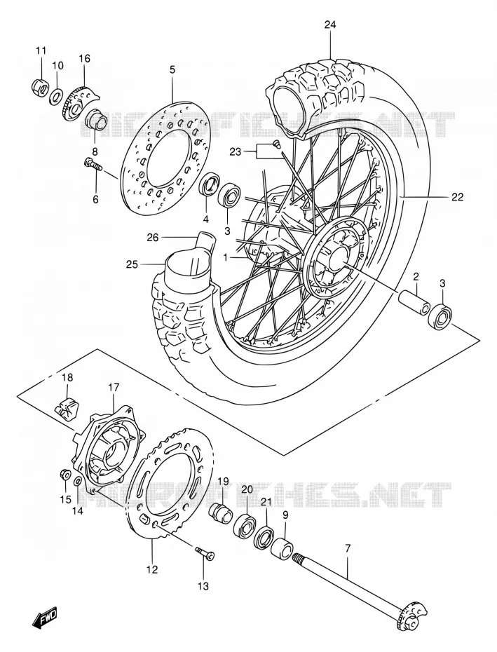 ROUE ARRIERE Suzuki MOTO 650 DR 1997  DR650SE V/DR650SEU V