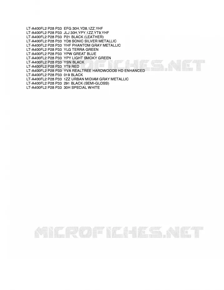 * CHARTE COULEUR * Suzuki QUAD 400 KINGQUAD 2012  LT-A400FL2(P28)