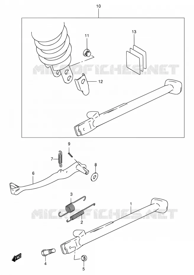 BEQUILLE - PEDALE DE FREIN ARRIERE Suzuki MOTO 650 DR 2001  DR650SE K1 (E04,E17,E24,E34)