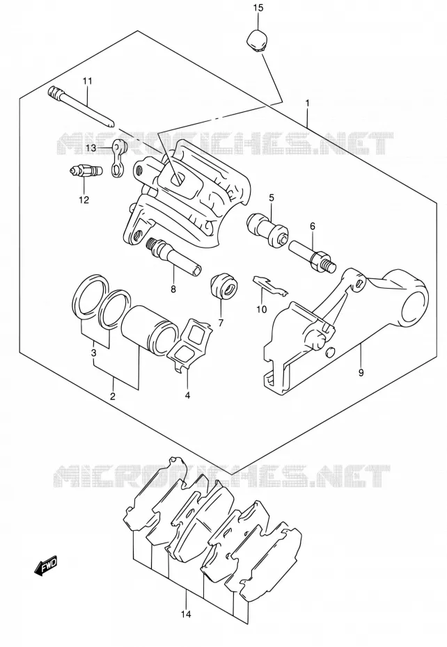 ETRIER DE FREIN ARRIERE Suzuki MOTO 650 DR 2001  DR650SE K1 (E04,E17,E24,E34)