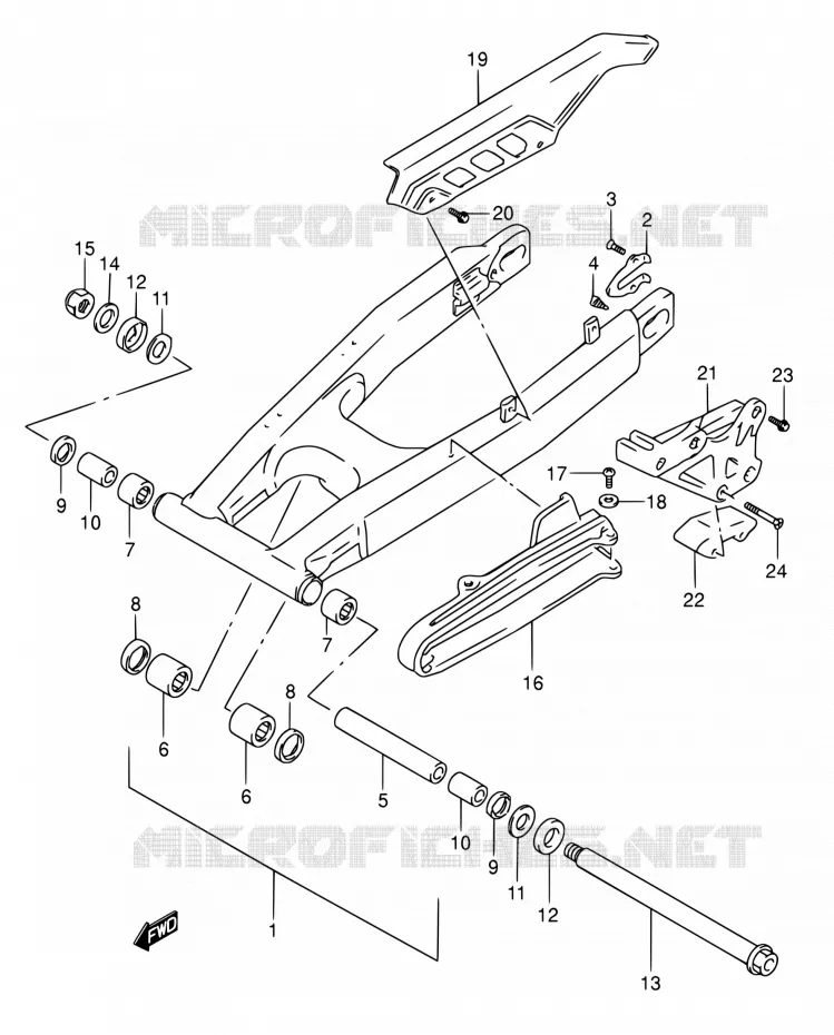 BRAS OSCILLANT ARRIERE Suzuki MOTO 650 DR 2003  DR650SE K3 (E03,E28,E33)