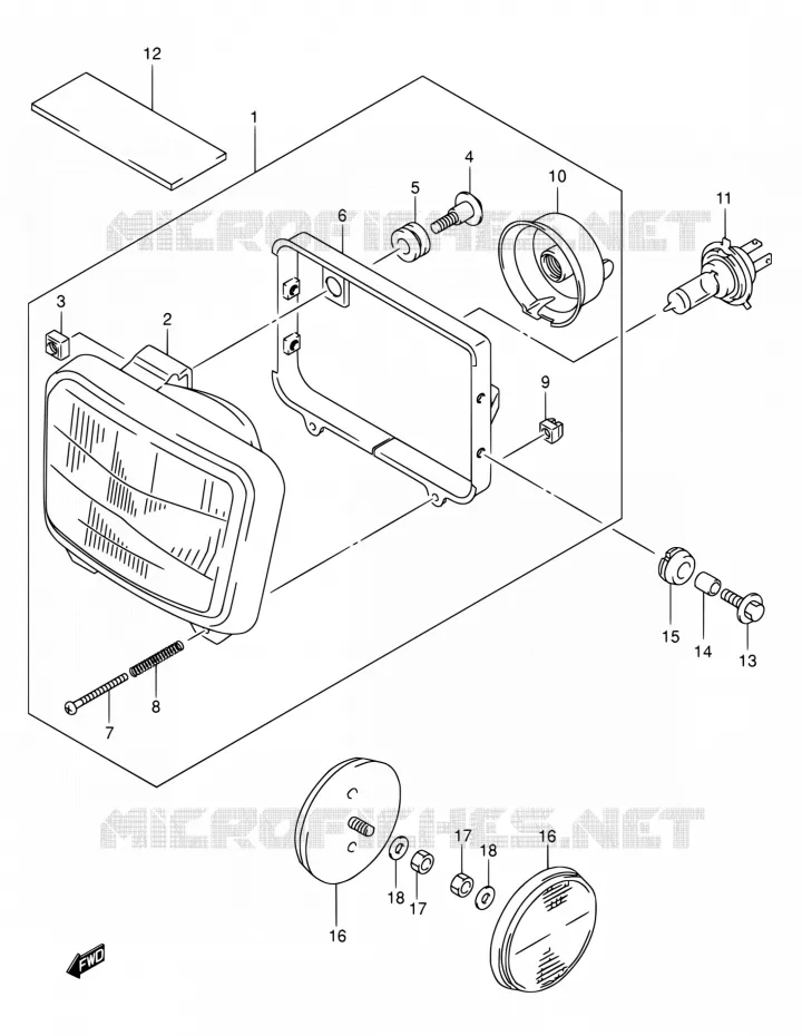 PHARE (MODELE K3/K4/K5) Suzuki MOTO 650 DR 2003  DR650SE K3 (E03,E28,E33)
