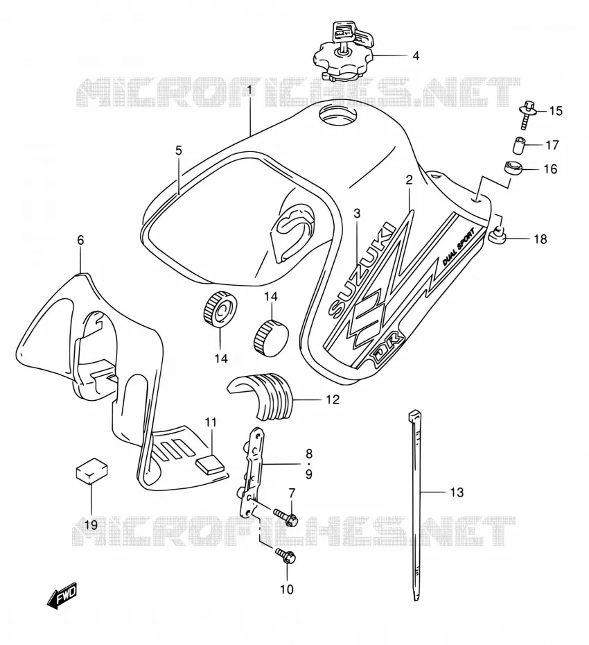 RESERVOIR D'ESSENCE (MODELE K3) Suzuki MOTO 650 DR 2003  DR650SE K3 (E03,E28,E33)