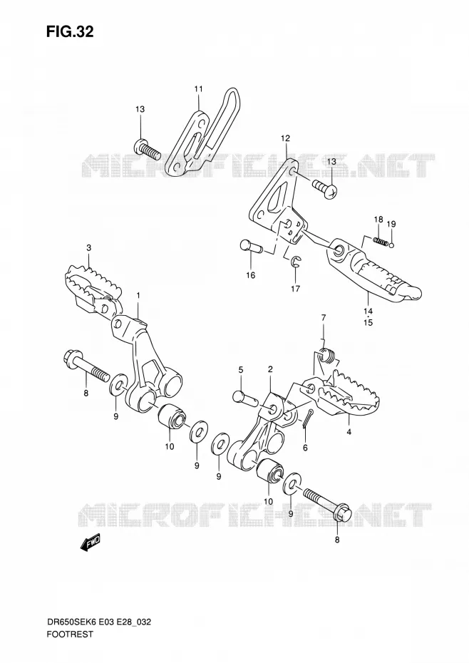 REPOSE PIED Suzuki MOTO 650 DR 2007  DR650SE K7 (E03,E28,E33)