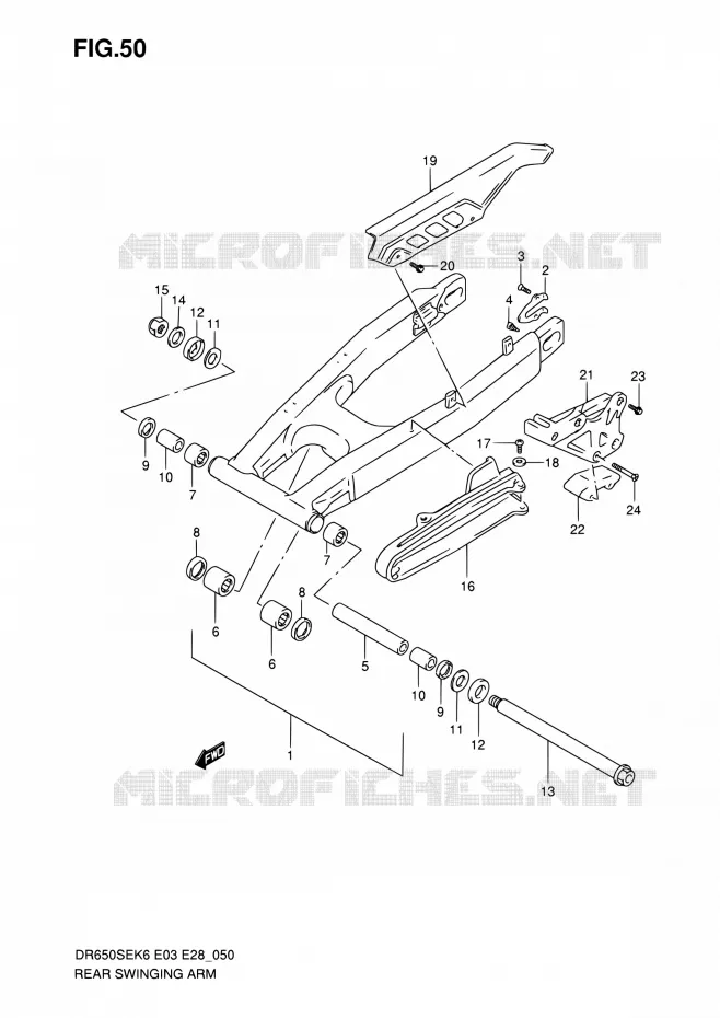 BRAS OSCILLANT ARRIERE Suzuki MOTO 650 DR 2008  DR650SE K8 (E03,E28,E33)