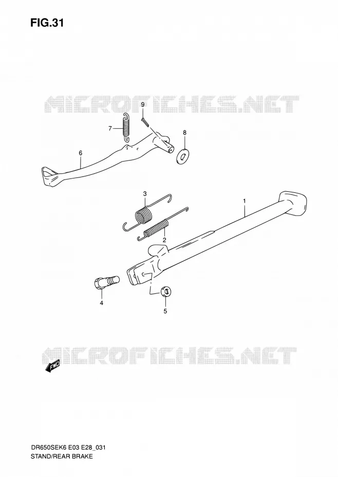 BEQUILLE - PEDALE DE FREIN ARRIERE Suzuki MOTO 650 DR 2009  DR650SE K9 (E03,E28,E33)