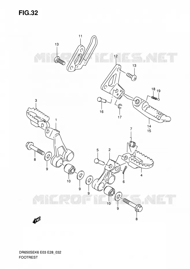 REPOSE PIED Suzuki MOTO 650 DR 2009  DR650SE K9 (E03,E28,E33)