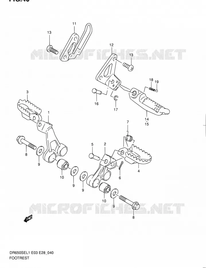 REPOSE PIED Suzuki MOTO 650 DR 2011  DR650SE L1 (E03,E28,E33)